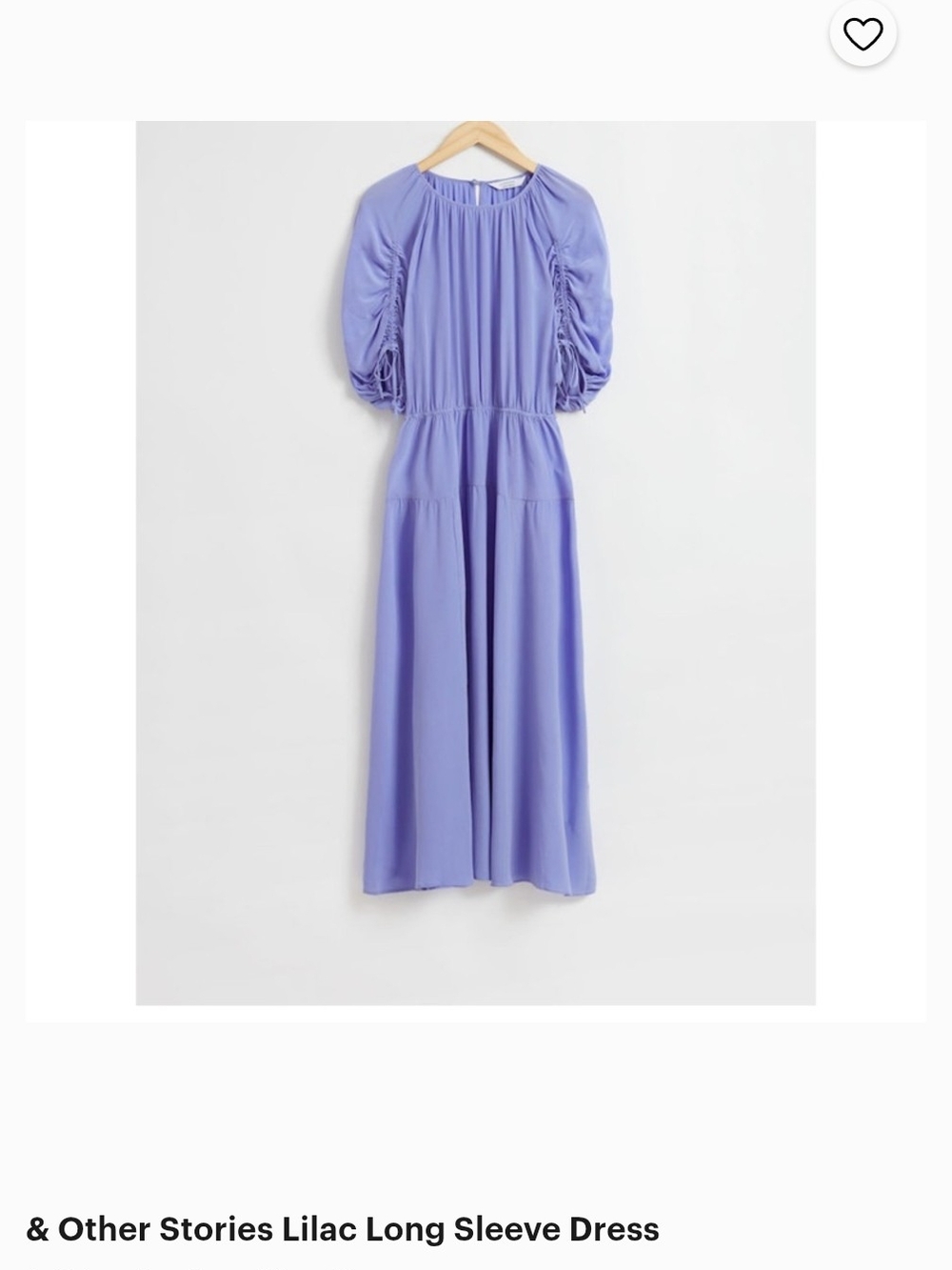 & Other Stories Silk Lavender Maxi Dress with Ruched Sleeves Size 12